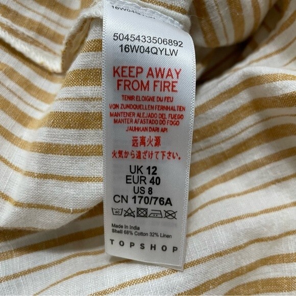 Topshop Yellow White Striped Linen Blend Jumpsuit Romper U.S. Size 8 - Picture 12 of 13